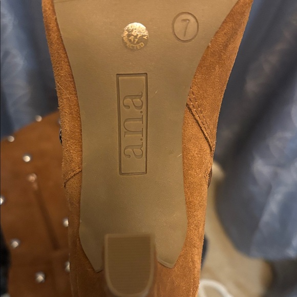 A.N.A Genuine Suede Tan Over-the-Knee Boots with Silver Studs - Picture 6 of 9